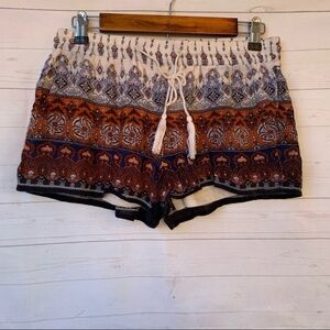 Boho Print Elastic Waist Women’s Shorts in Rust Multi